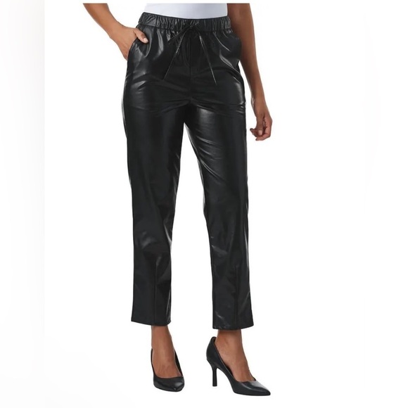 Masseys Faux Leather Straight Leg Pants Sz Large - Picture 1 of 4
